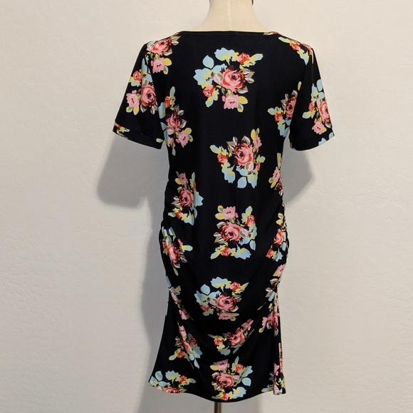 NWT Peauty Maternity Floral Black Dress Size Large - Picture 7 of 7